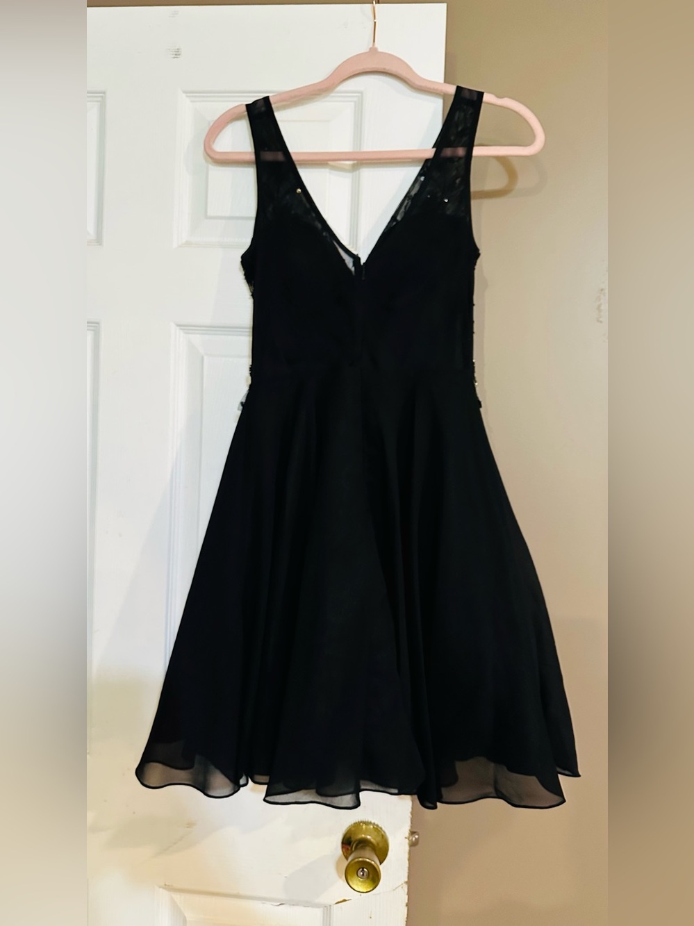 Black V-Neck A-Line Women's Dress